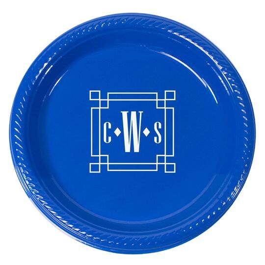 Greek Key Monogram Plastic Plates